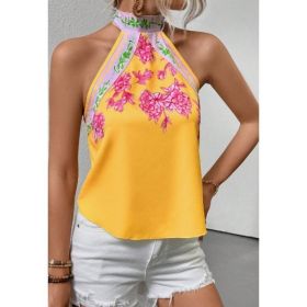 Printed Notched Neck Sleeveless Tank Top (Option: Style3-XL)