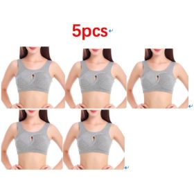 Plus Size Women Bra Ladies Cotton Quake-Proof Underwear Sleep Tops No Buckles Non Wire Lingerie With Removable Padded (Option: Grey-3XL-5pcs)