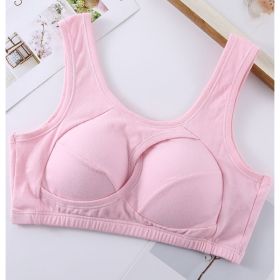 Plus Size Women Bra Ladies Cotton Quake-Proof Underwear Sleep Tops No Buckles Non Wire Lingerie With Removable Padded (Option: Pink-M-1pcs)