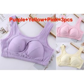 Plus Size Women Bra Ladies Cotton Quake-Proof Underwear Sleep Tops No Buckles Non Wire Lingerie With Removable Padded (Option: Multicolor-XL-1pc)