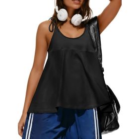 Fisoew Womens Workout Tank Tops Sleeveless Scoop Neck Racerback Loose Summer Active Running Gym Babydoll Shirts (Option: Black-XXL)