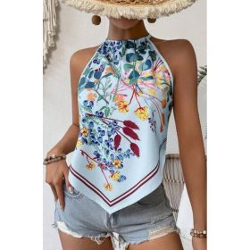 Printed Notched Neck Sleeveless Tank Top (Option: Style4-XL)